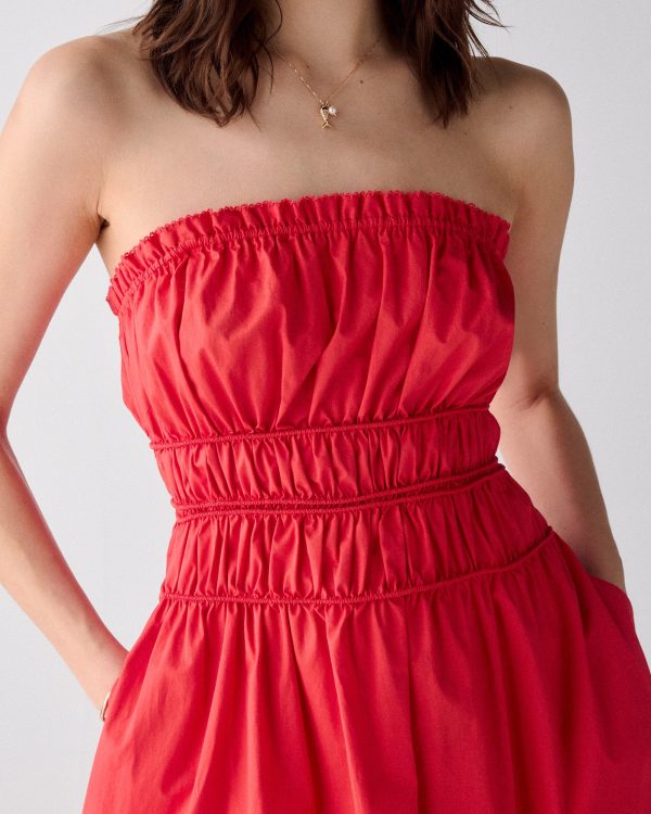 Kate Spade Smocked Strapless Midi Dress