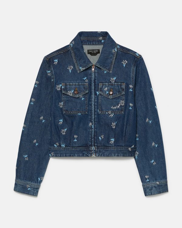 Kate Spade Vibrant Buds Embroidered Denim Jacket