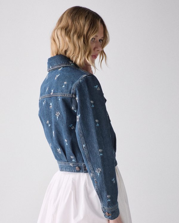 Kate Spade Vibrant Buds Embroidered Denim Jacket