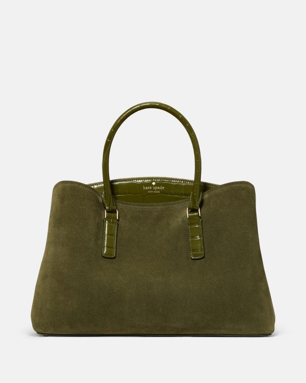 Kate Spade Thompson Street Suede And Croc Embossed Satchel Bag