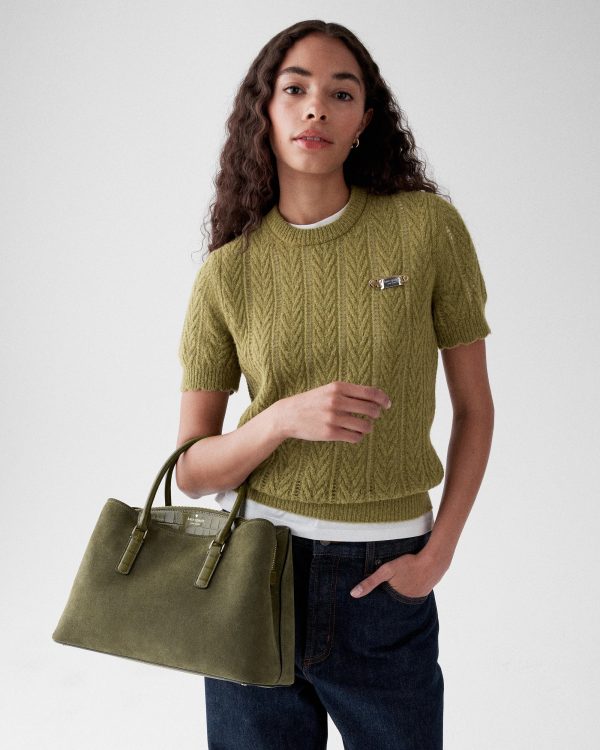 Kate Spade Thompson Street Suede And Croc Embossed Satchel Bag