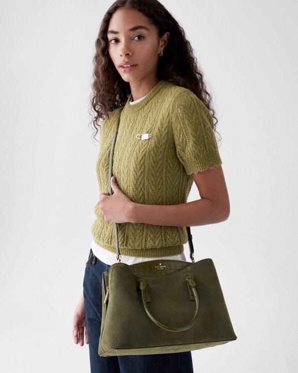 Kate Spade Thompson Street Suede And Croc Embossed Satchel Bag