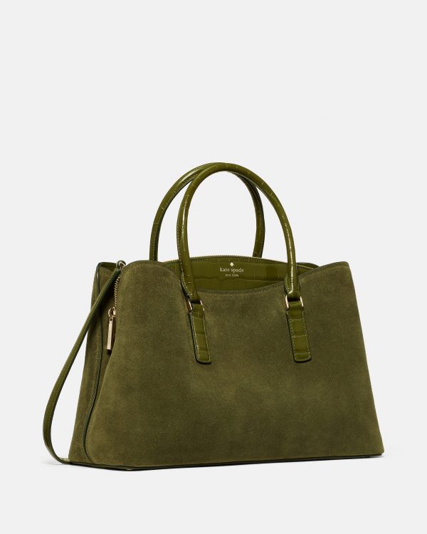 Kate Spade Thompson Street Suede And Croc Embossed Satchel Bag