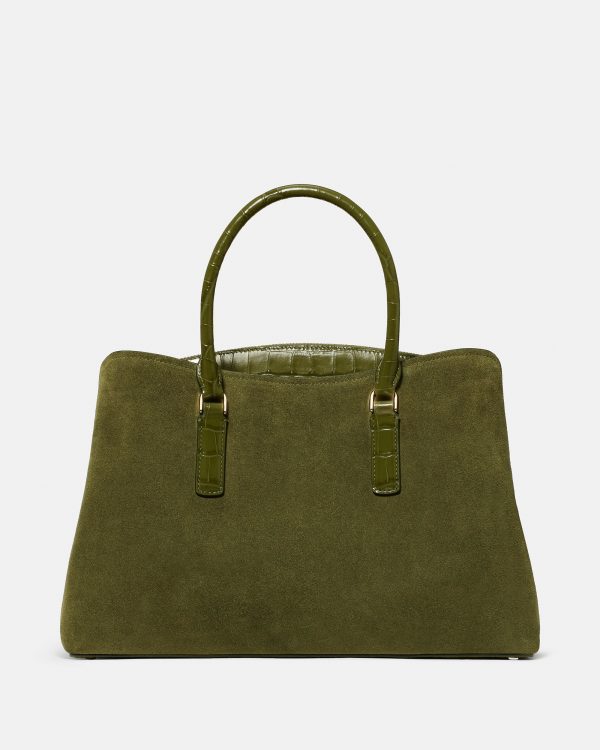 Kate Spade Thompson Street Suede And Croc Embossed Satchel Bag
