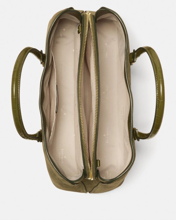 Kate Spade Thompson Street Suede And Croc Embossed Satchel Bag