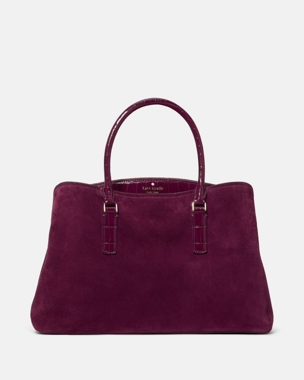 Kate Spade Thompson Street Suede And Croc Embossed Satchel Bag