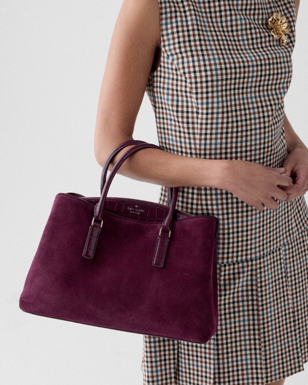 Kate Spade Thompson Street Suede And Croc Embossed Satchel Bag