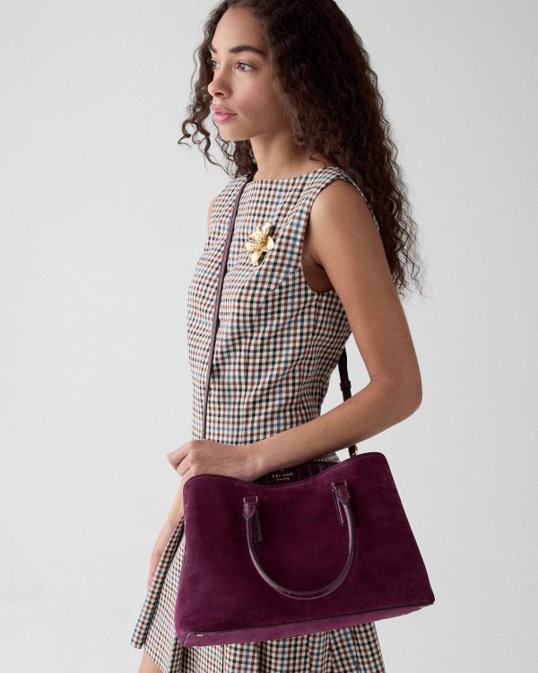 Kate Spade Thompson Street Suede And Croc Embossed Satchel Bag