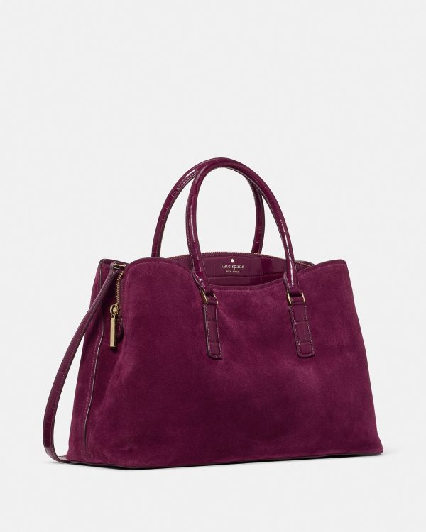 Kate Spade Thompson Street Suede And Croc Embossed Satchel Bag