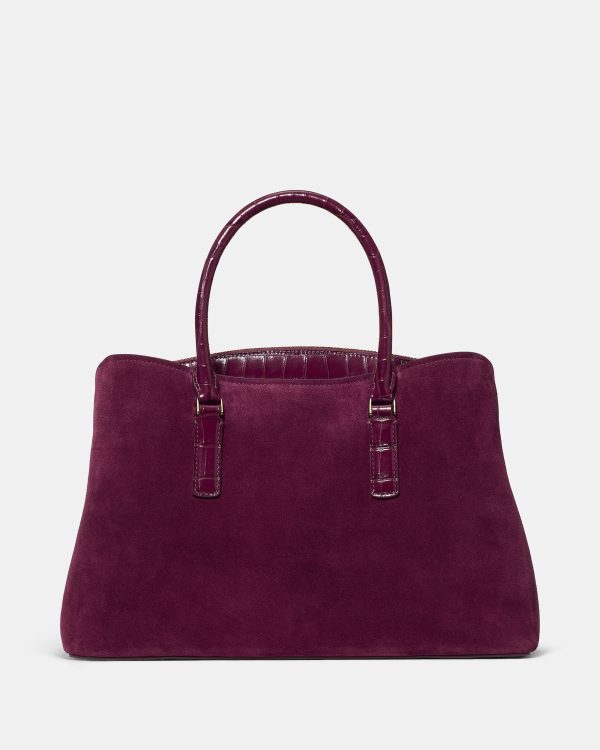 Kate Spade Thompson Street Suede And Croc Embossed Satchel Bag