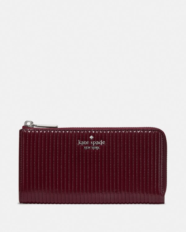 Kate Spade Shiny Quilted Large Slim L-zip Wallet
