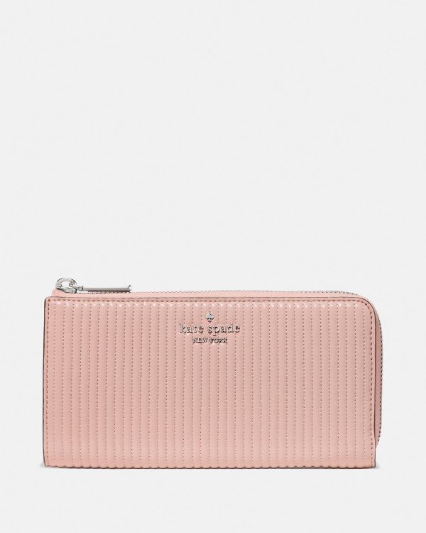 Kate Spade Shiny Quilted Large Slim L-zip Wallet
