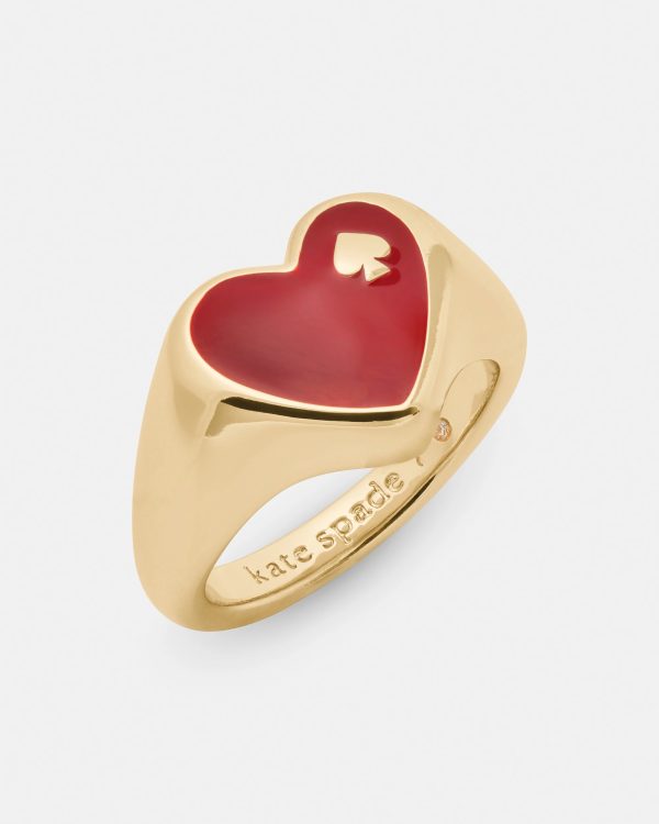 Kate Spade Heart And Spade Enamel Signet Ring