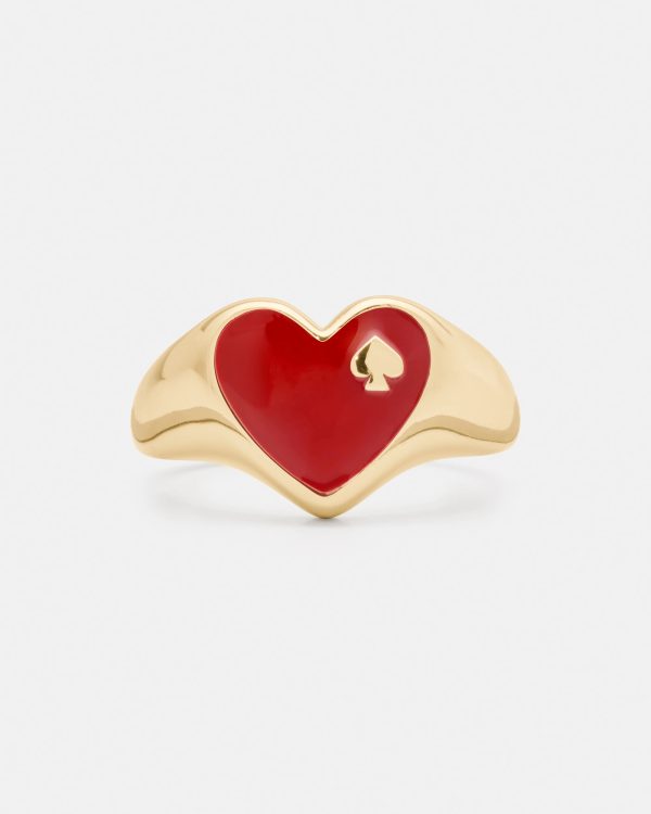 Kate Spade Heart And Spade Enamel Signet Ring