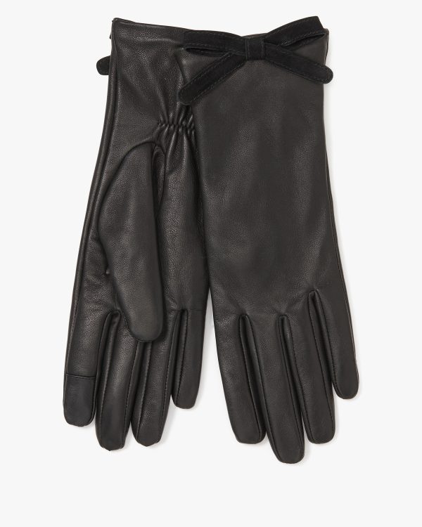 Kate Spade Embellished Bow Leather Gloves