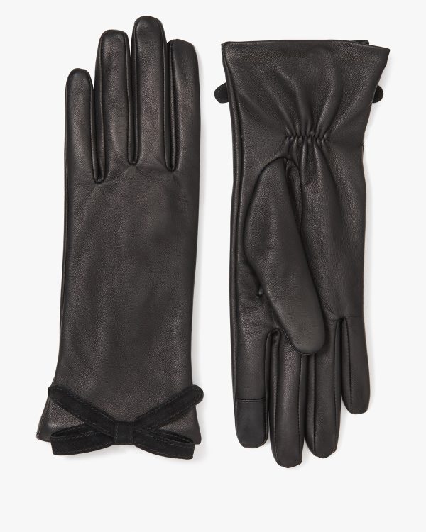 Kate Spade Embellished Bow Leather Gloves