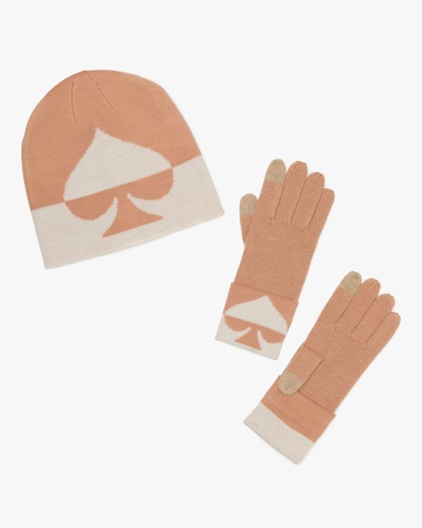 Kate Spade Oversized Spade Beanie and Glove Set