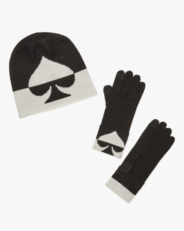 Kate Spade Oversized Spade Beanie and Glove Set