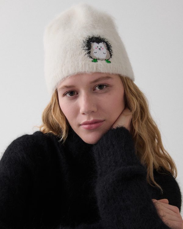 Kate Spade Hedgehog Patch Brushy Beanie