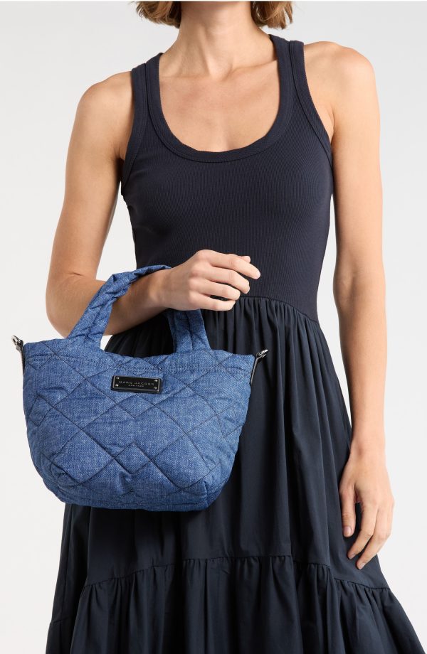 Marc Jacobs Denim Effect Quilted Mini Tote Bag in Denim Blue alternate view