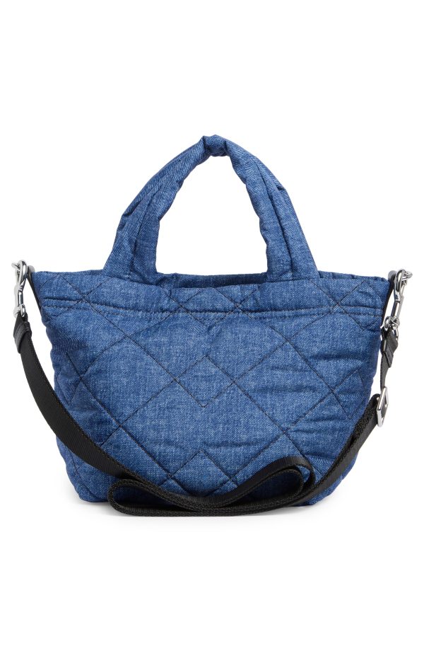 Marc Jacobs Denim Effect Quilted Mini Tote Bag in Denim Blue detail view