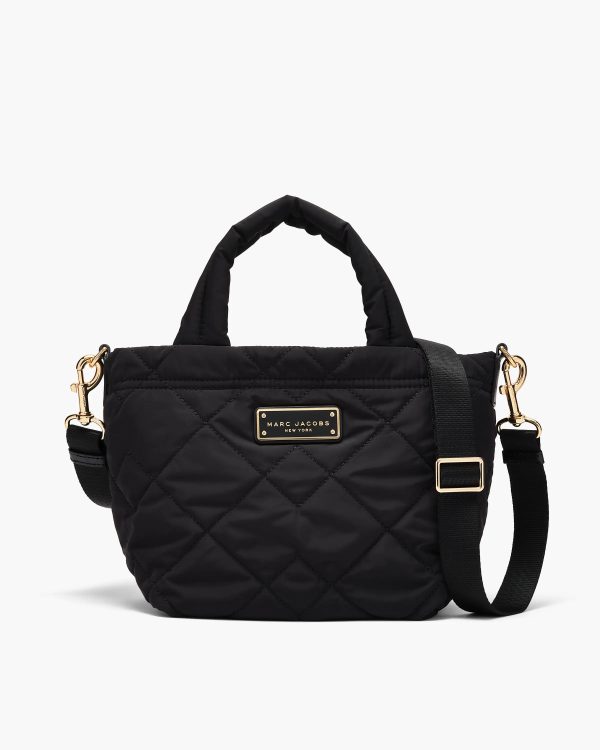 Marc Jacobs Mini Quilted Nylon Tote Bag in Black front view