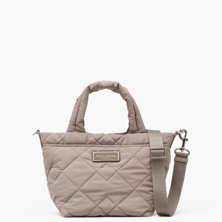 Marc Jacobs Mini Quilted Nylon Tote Bag in Concrete front view