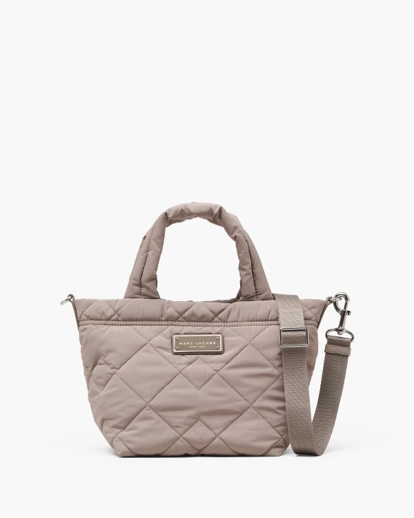 Marc Jacobs Mini Quilted Nylon Tote Bag in Concrete front view