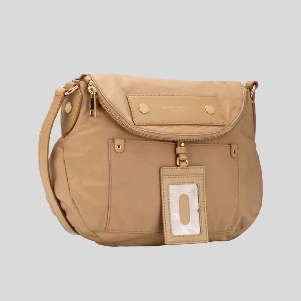 Marc Jacobs Preppy Nylon Natasha Crossbody Bag in Iced Coffee angled view