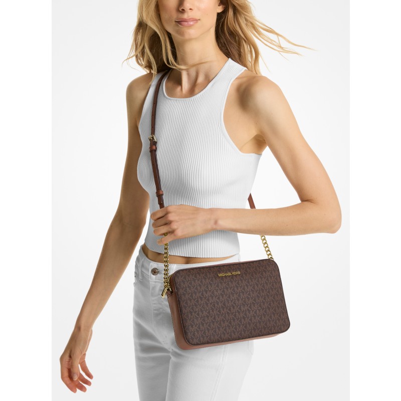 Michael Kors Jet Set Large Logo Crossbody Brown authentic Malaysia