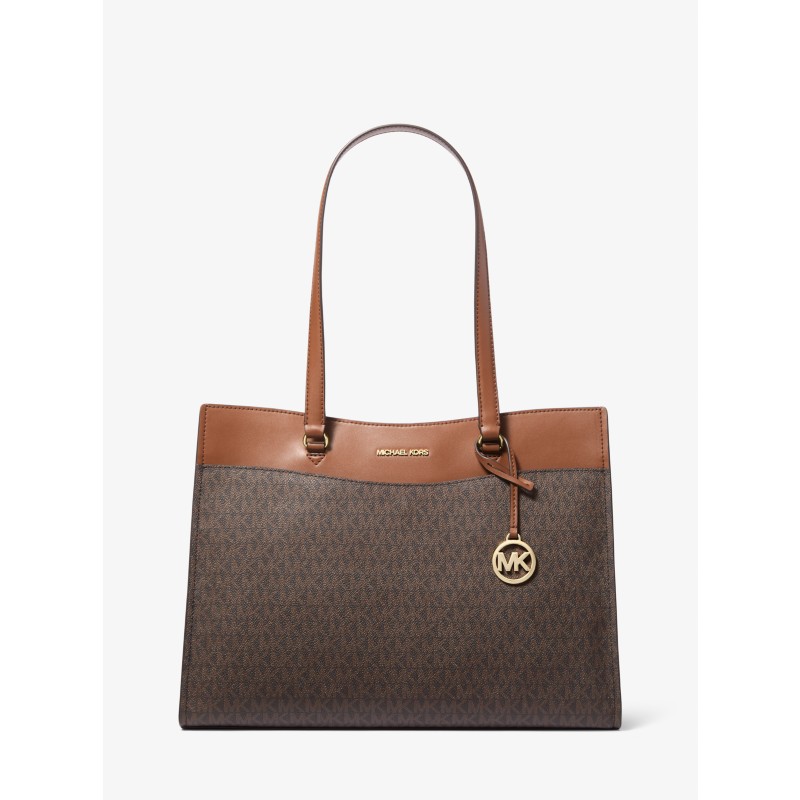 Michael Kors Jet Set Large Logo Top Zip Tote 30S0STTT1B brown signature canvas