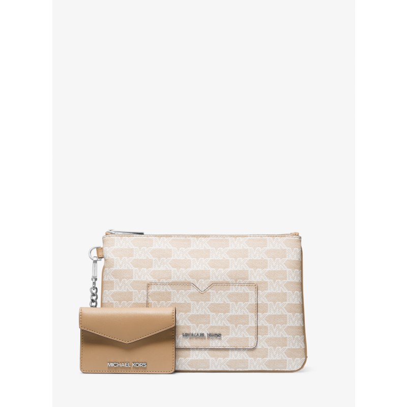 Michael Kors Jet Set Large Signature Logo Wristlet Camel 35S4GTVW3B designer clutch with baju kurung for Malaysian wedding