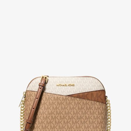 Michael Kors Jet Set Travel Medium Color-Block Signature Logo Crossbody Bag Camel Multi - Preorder