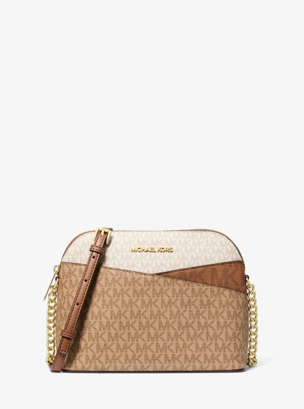 Michael Kors Jet Set Travel Medium Color-Block Signature Logo Crossbody Bag Camel Multi - Preorder