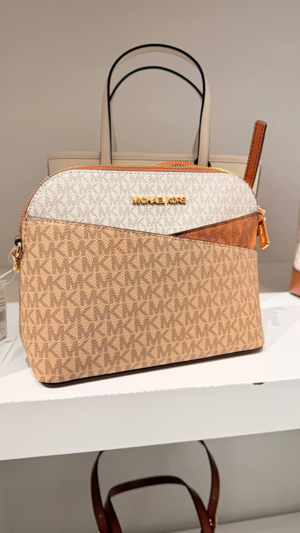 Michael Kors Jet Set Travel Medium Color-Block Signature Logo Crossbody Bag Camel Multi - Preorder