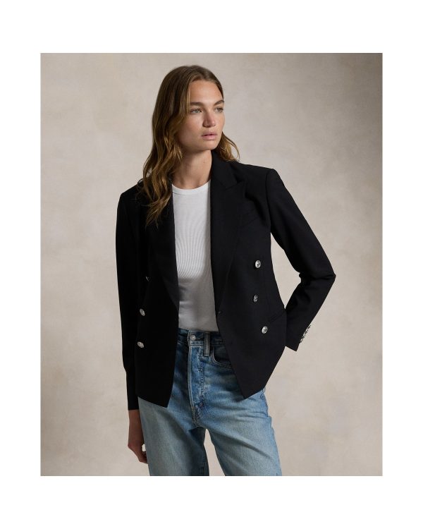 Ralph Lauren Double Breasted Stretch Wool Crop Blazer