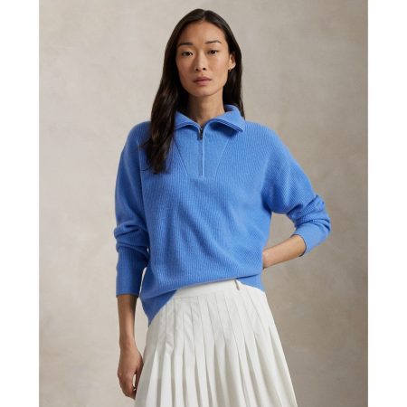 Ralph Lauren Rib Knit Cashmere Half Zip Sweater