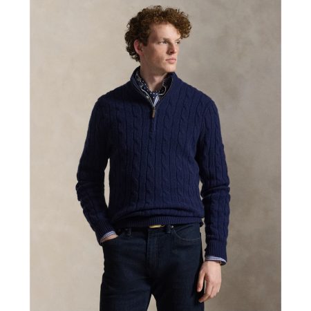 Polo Ralph Lauren Cable-Knit Cashmere Quarter-Zip Sweater