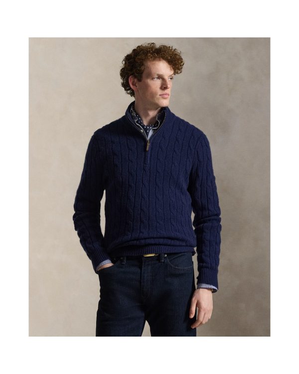 Polo Ralph Lauren Cable-Knit Cashmere Quarter-Zip Sweater