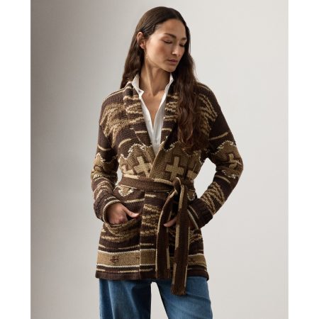 Ralph Lauren Silk-Linen Shawl-Collar Cardigan