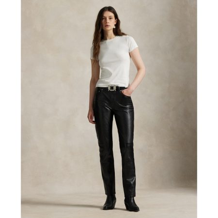 Ralph Lauren Lambskin Relaxed Straight Pant