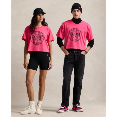 Ralph Lauren Pink Pony Cotton Jersey Cropped Tee