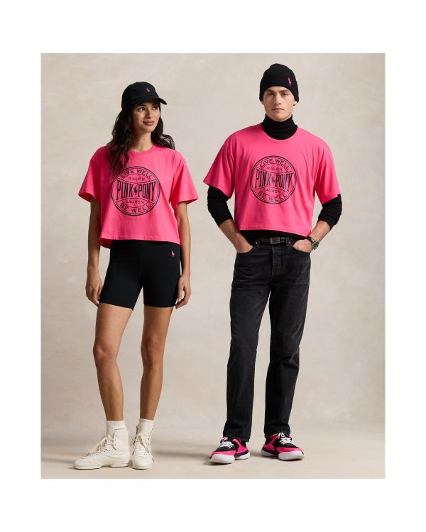 Ralph Lauren Pink Pony Cotton Jersey Cropped Tee