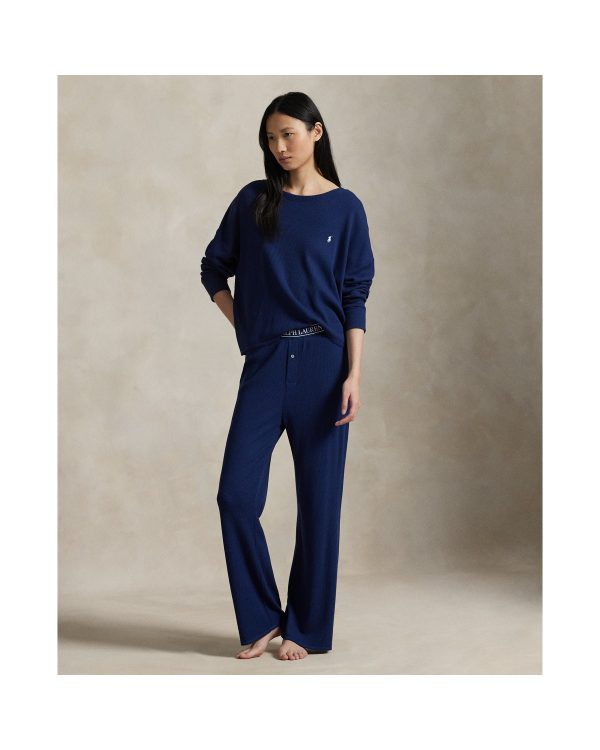 Ralph Lauren Waffle Knit Long Sleeve Pajama Set