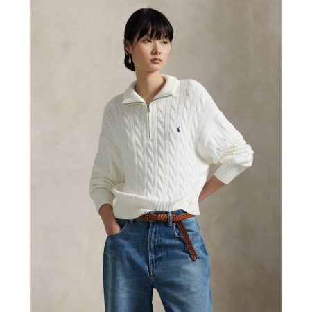 Ralph Lauren Cable-Knit Cotton Quarter-Zip Sweater