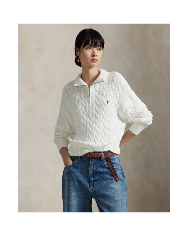 Ralph Lauren Cable-Knit Cotton Quarter-Zip Sweater