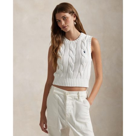 Ralph Lauren Cable-Knit Cotton Cropped Vest