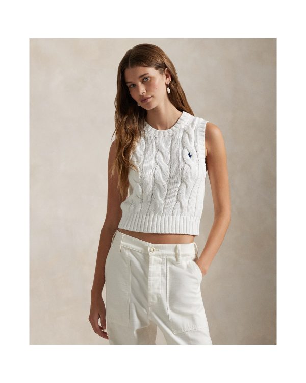 Ralph Lauren Cable-Knit Cotton Cropped Vest