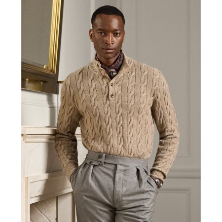 Polo Ralph Lauren Cable-Knit Cashmere Mockneck Sweater