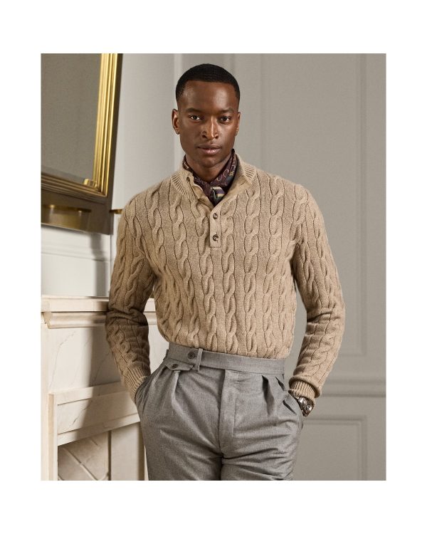 Polo Ralph Lauren Cable-Knit Cashmere Mockneck Sweater